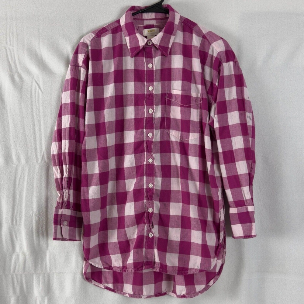 Maeve Womens‎ Size XS Purple Plaid Top Button Long Sleeve Pocket Cotton Shirt